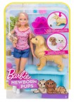 Кукла Барби блондинка и новорожденные щенки Barbie Newborn Pups
