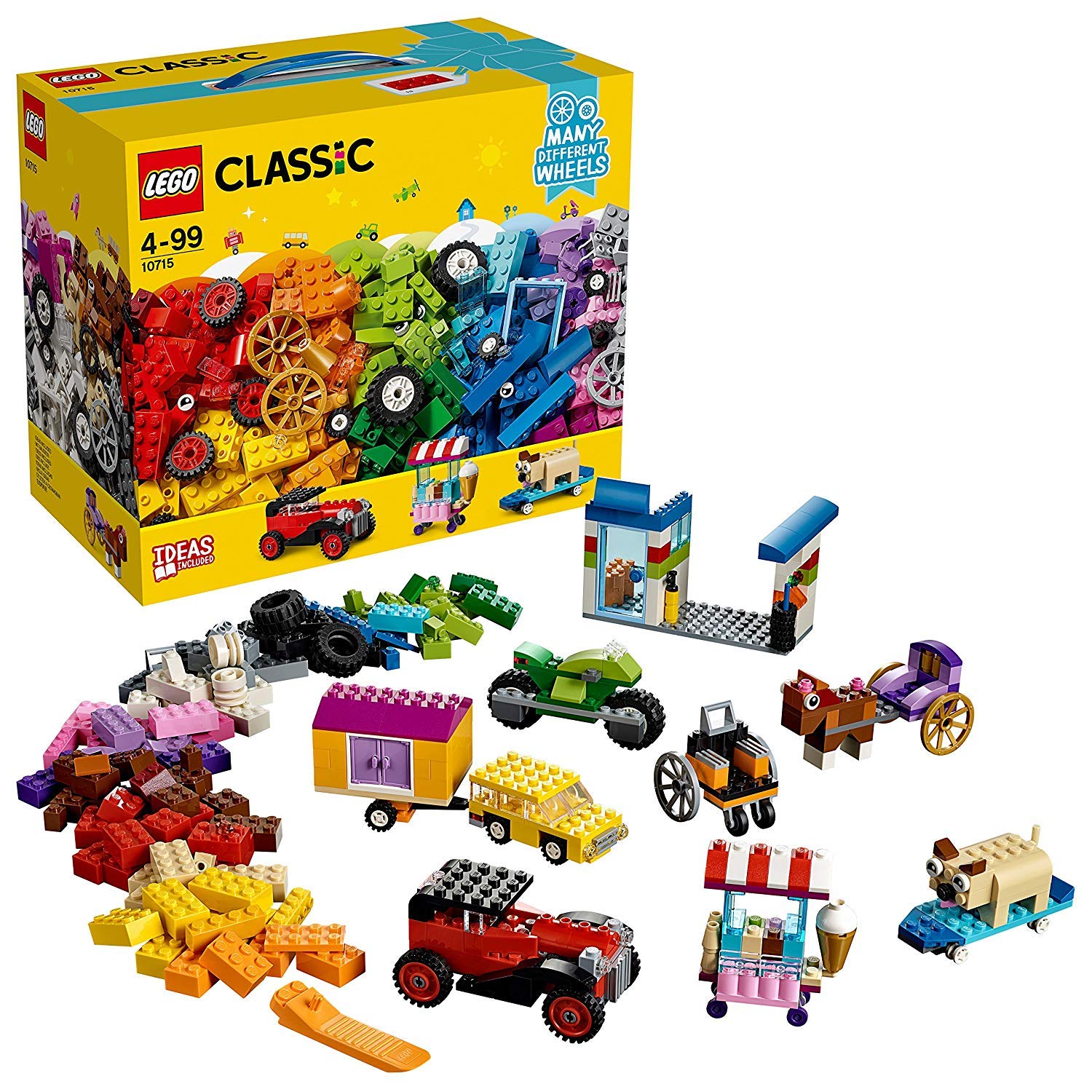 Конструктор Лего 10715 LEGO Classic Кубики и колеса 442 детали