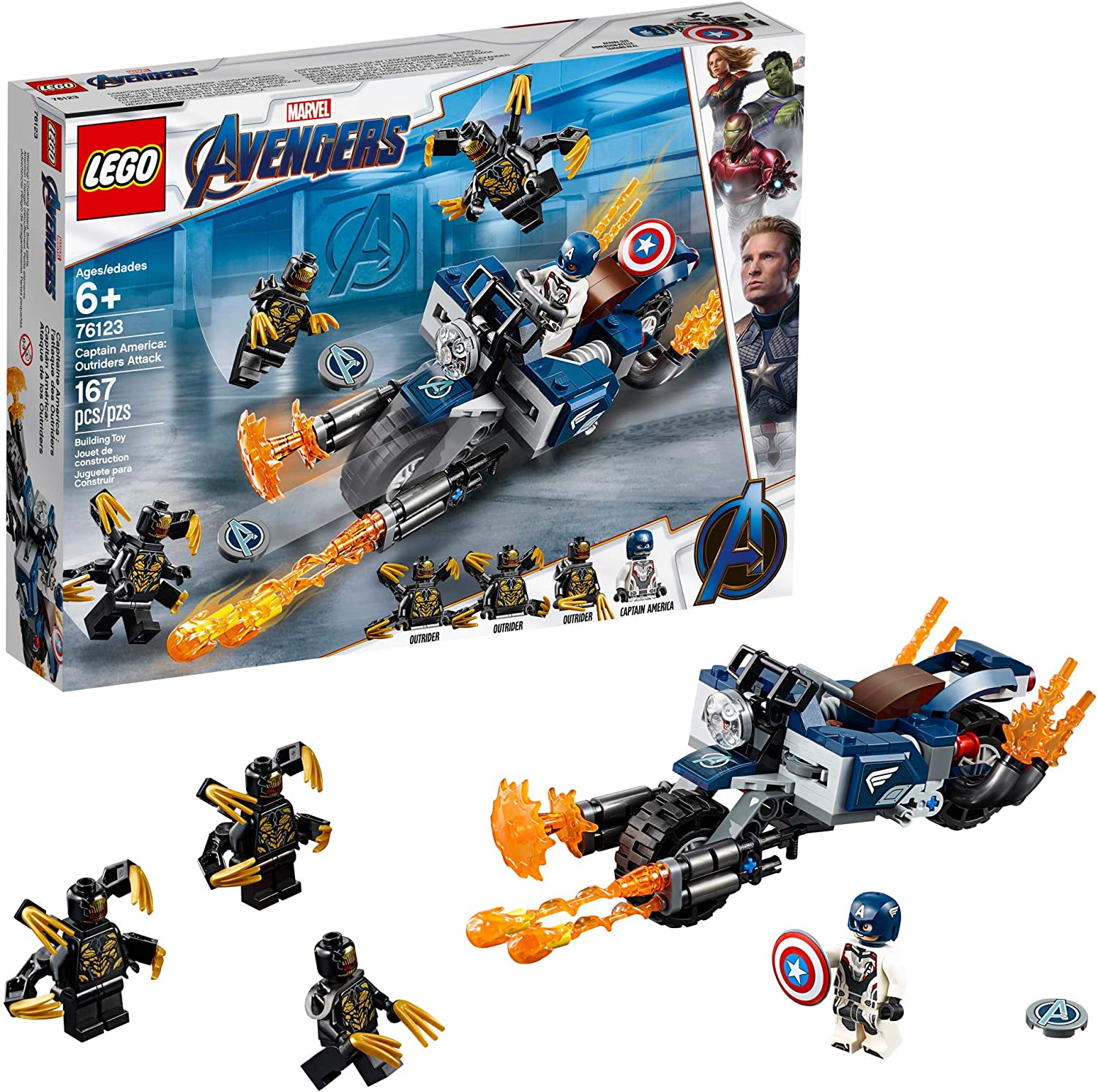 Конструктор Лего супергерои 76123 Капитан Америка: Атака Аутрайдеров LEGO Marvel Avengers Captain America