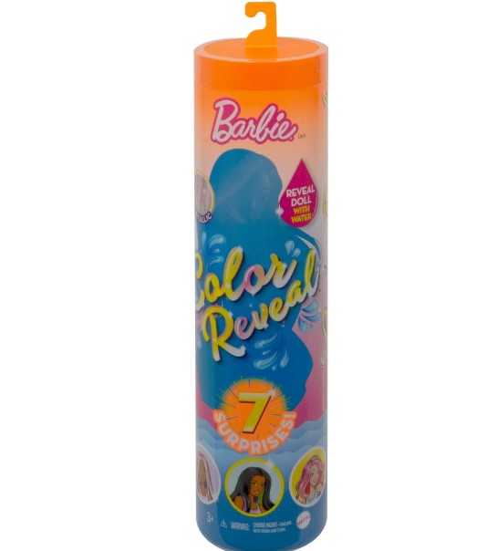 Кукла Барби Цветное перевоплощение 3 волна оранжевый тубус Barbie Color Reveal