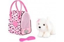 Розовая гламурная сумка в горошек с щенком мальтийской болонки Pucci Pups by Battat Pink Polka